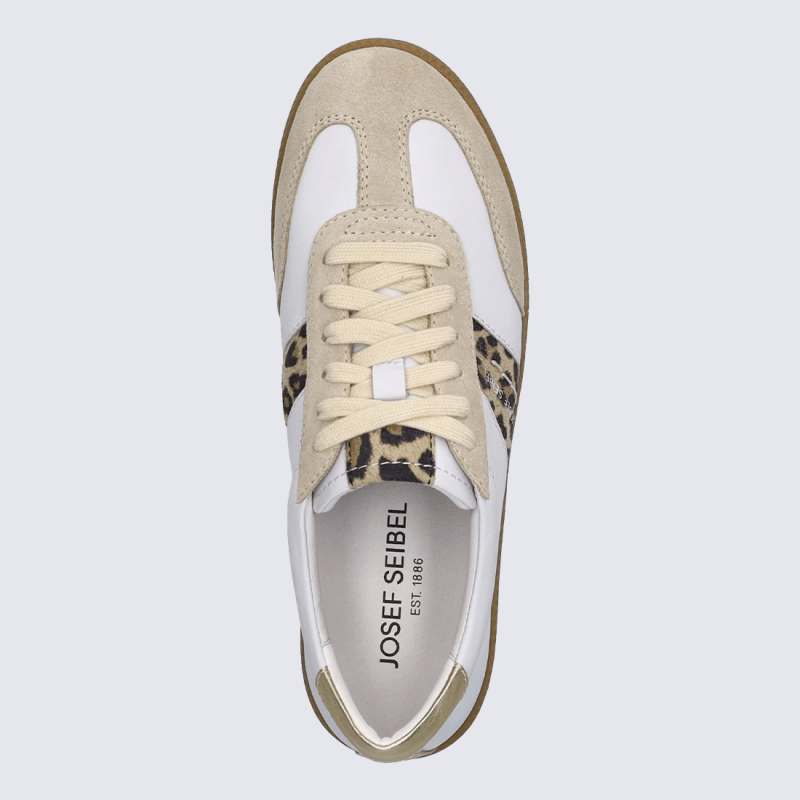 Chaussures Josef Seibel, Chaussures a la mode design léopard femmes en cuir beige multi