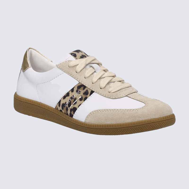 Chaussures Josef Seibel, Chaussures a la mode design léopard femmes en cuir beige multi