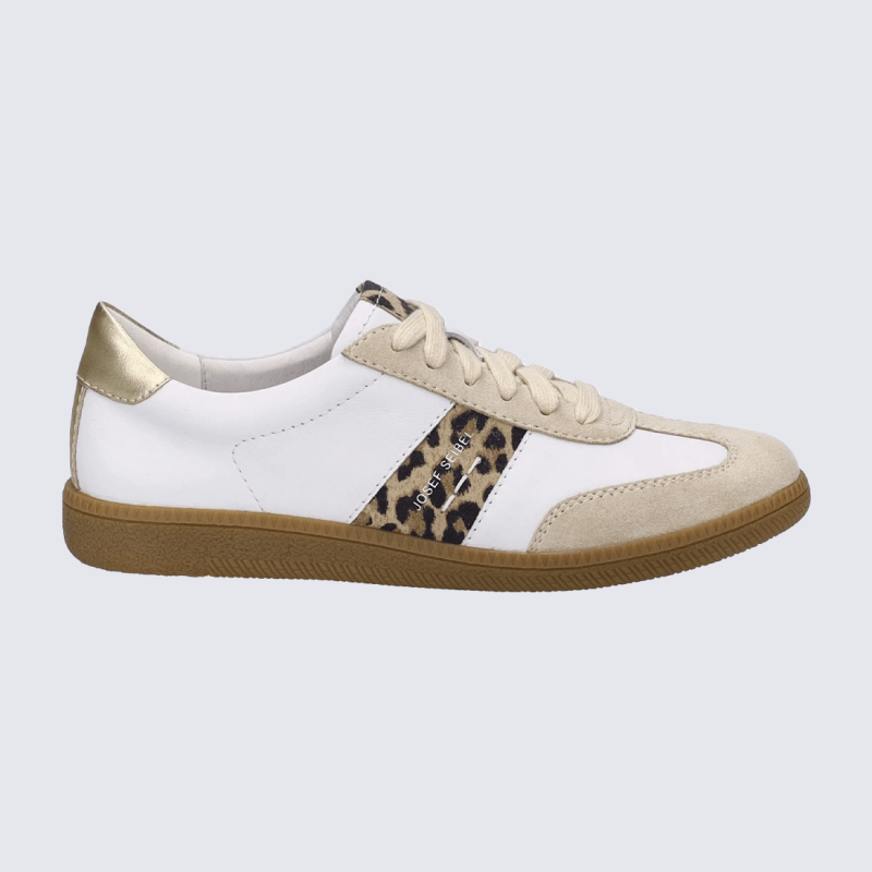 Chaussures Josef Seibel, Chaussures a la mode design léopard femmes en cuir beige multi