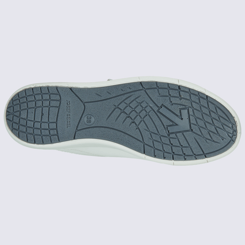 Basket Josef Seibel, Basket moderne et classe femme en cuir blanc et argent