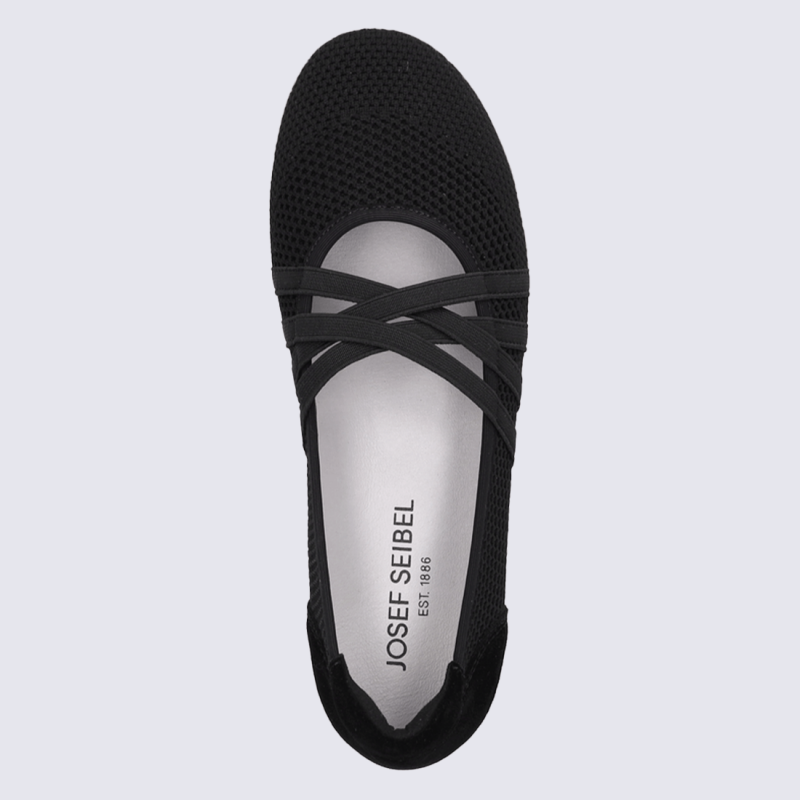 Ballerines Josef, Ballerines chic et confort femme en cuir et textile noir