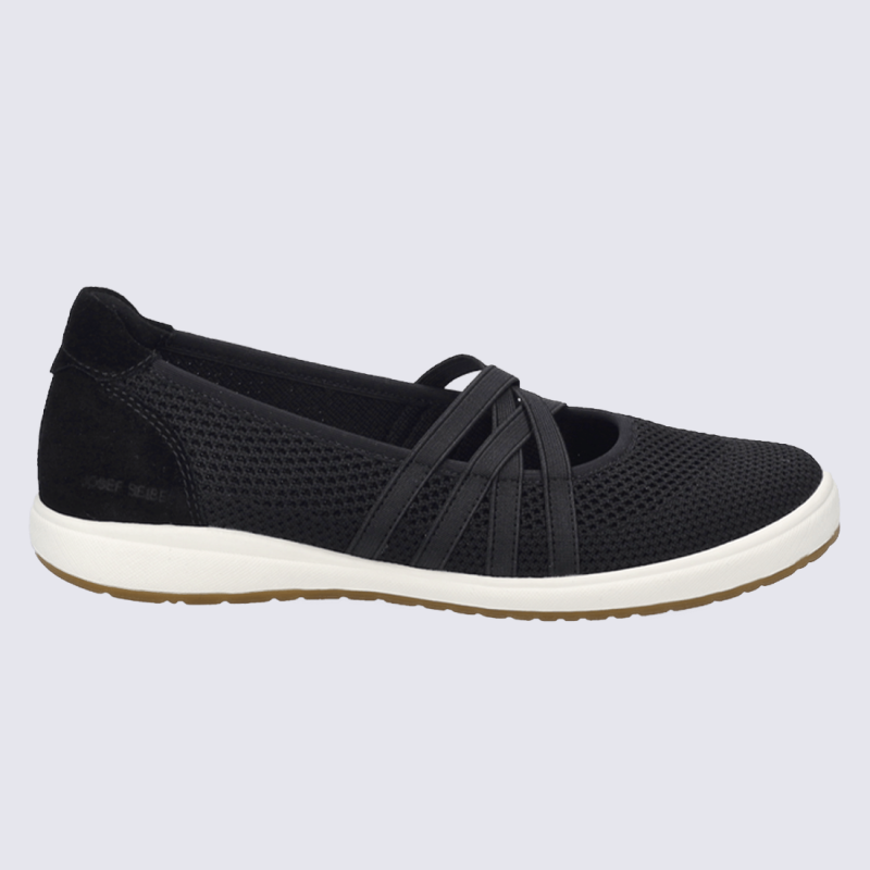 Ballerines Josef, Ballerines chic et confort femme en cuir et textile noir