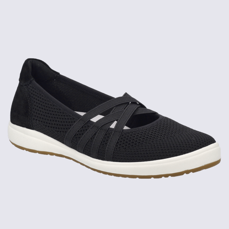 Ballerines Josef, Ballerines chic et confort femme en cuir et textile noir
