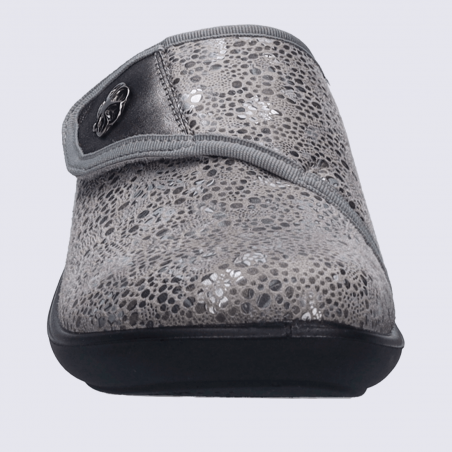 Mules Josef Seibel, Mules tendance fermeture Velcro femme en cuir/textile gris clair Mules Josef Seibel, Mules tendance fermeture Velcro femme en cuir/textile gris clair