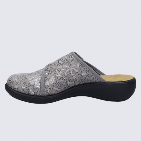 Mules Josef Seibel, Mules tendance fermeture Velcro femme en cuir/textile gris clair Mules Josef Seibel, Mules tendance fermeture Velcro femme en cuir/textile gris clair
