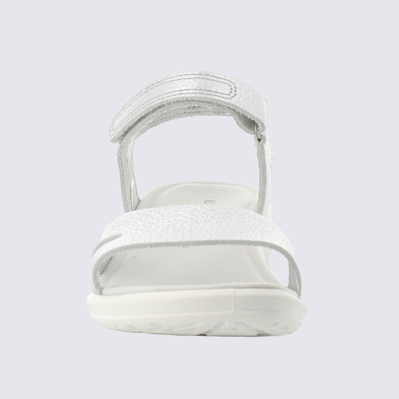 Sandales Ecco, sandales moderne et sportives femme en cuir blanc argent