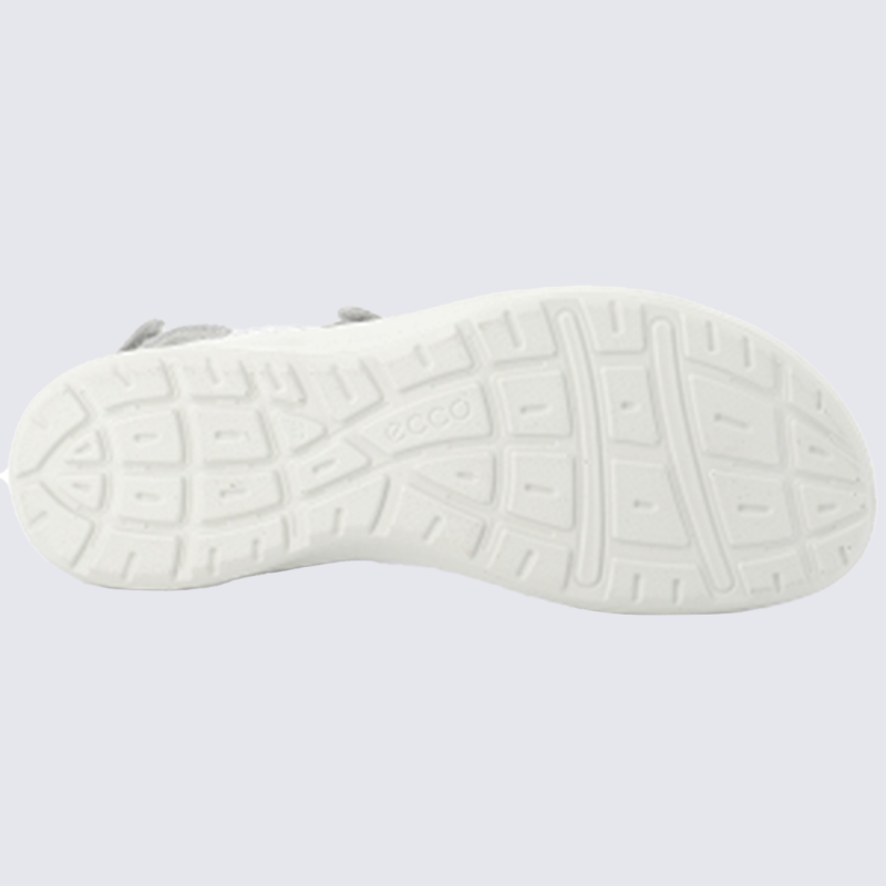 Sandales Ecco, sandales moderne et sportives femme en cuir blanc argent