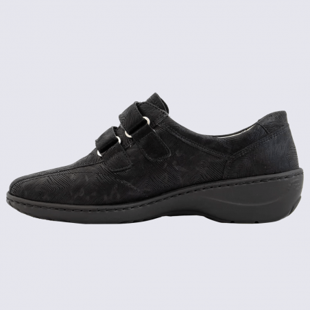 Baskets Waldlaufer, baskets confortables motif rayure femme en cuir nubuck noir Baskets Waldlaufer, baskets confortables motif rayure femme en cuir nubuck noir