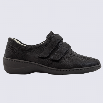 Baskets Waldlaufer, baskets confortables motif rayure femme en cuir nubuck noir