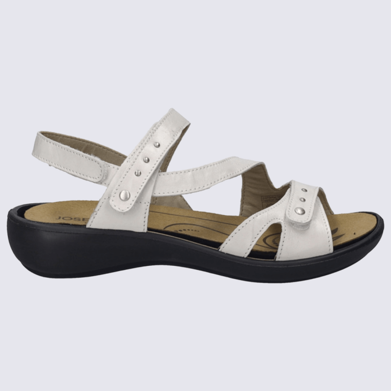 Sandales Josef Seibel, sandales velcro femme en cuir blanc