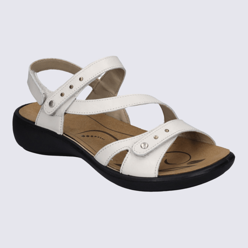 Sandales Josef Seibel, sandales velcro femme en cuir blanc