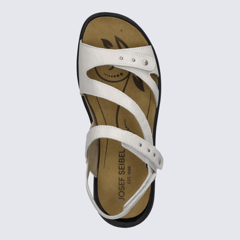Sandales Josef Seibel, sandales velcro femme en cuir blanc