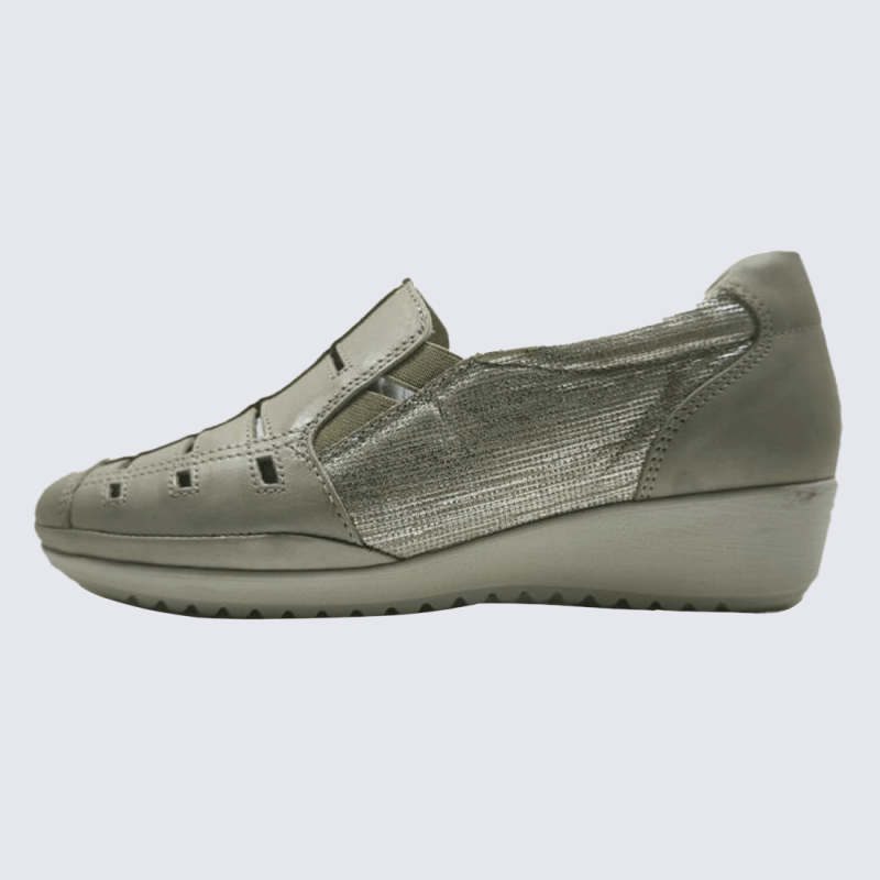Chaussures Arima, chaussures à enfiler femme en cuir beige