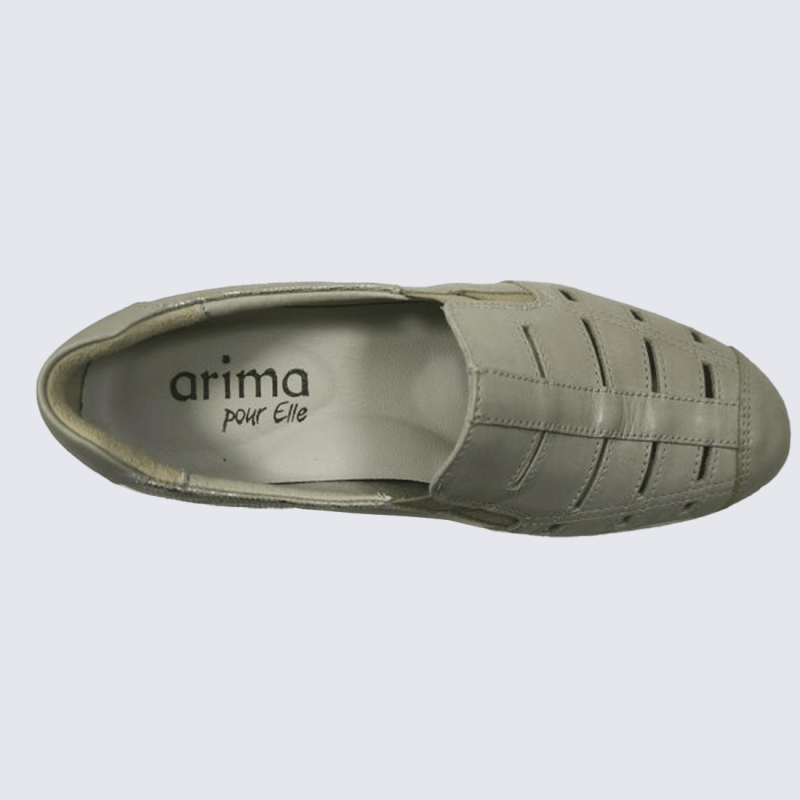 Chaussures Arima, chaussures à enfiler femme en cuir beige