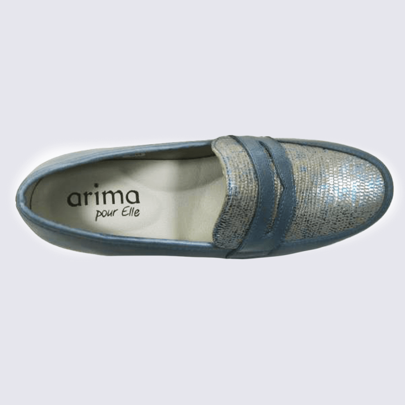 Mocassin Arima, mocassin à enfilage rapide femme en cuir jeans