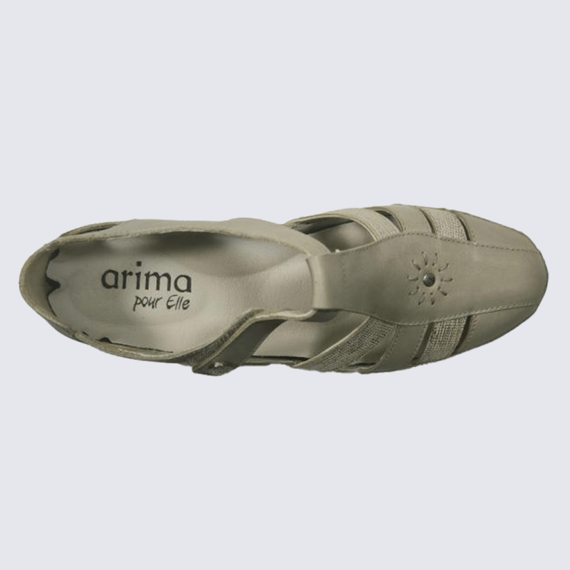 Chaussures ouverte Arima, chaussures confort et parfait pour l'ete femme en cuir beige