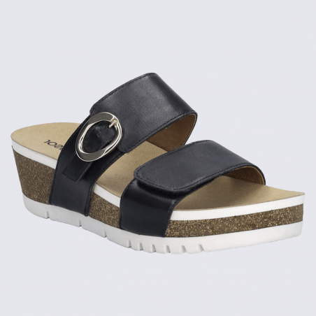 Sandales Josef Seibel, sandales tendance velcro et boucle femme en cuir lisse noir Sandales Josef Seibel, sandales tendance velcro et boucle femme en cuir lisse noir