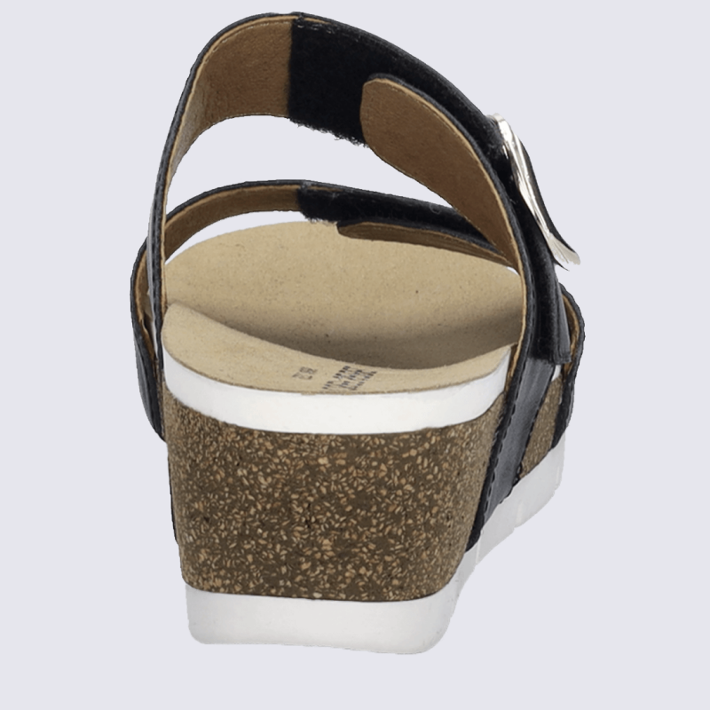 Sandales Josef Seibel, sandales tendance velcro et boucle femme en cuir lisse noir