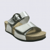 Mules Vital, mules élégantes à talons moderne femme en cuir métal argent Mules Vital, mules élégantes à talons moderne femme en cuir métal argent