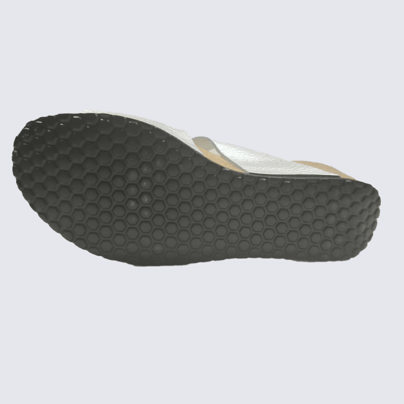 Mules Vital, mules élégantes à talons  moderne femme en cuir métal argent