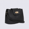 Sac bandoulière Hexagona, Sac bandoulière minutieux et sobre femme en cuir de vachette noir Sac bandoulière Hexagona, Sac bandoulière minutieux et sobre femme en cuir de vachette noir