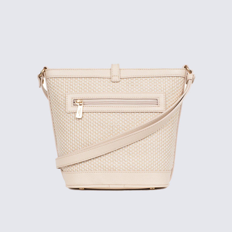 Sac bandoulière Hexagona, Sac bandoulière tendance et pratique femme en textile beige