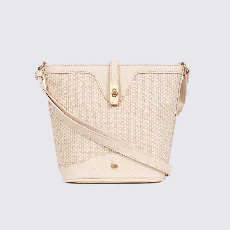 Sac bandoulière Hexagona, Sac bandoulière tendance et pratique femme en textile beige