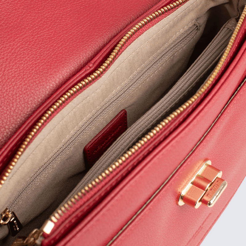 Sac à main Hexagona, Sac à main cool femme en cuir de vachette rouge foncé