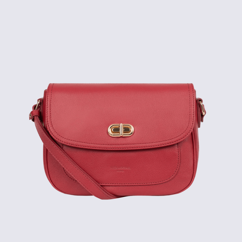 Sac à main Hexagona, Sac à main cool femme en cuir de vachette rouge foncé