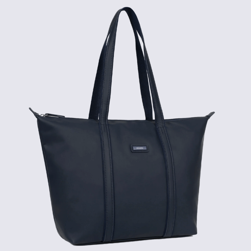 Sac cabas Hexagona, Sac à main simple et classe femme en textile bleu nuit