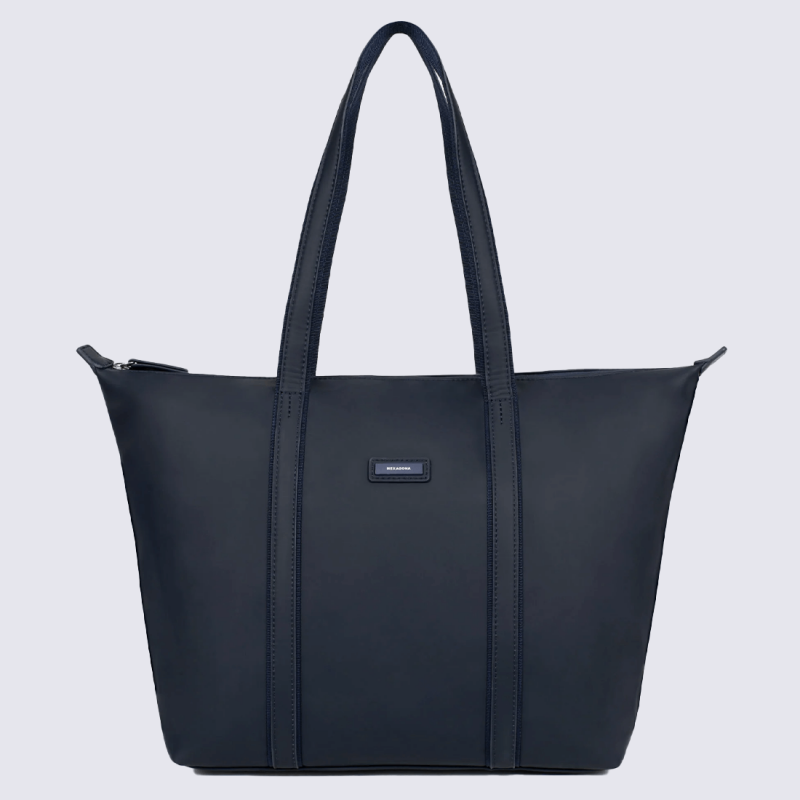 Sac cabas Hexagona, Sac à main simple et classe femme en textile bleu nuit