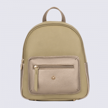 Sac à dos Hexagona, Sac à dos Urbain Fonctionnel Femme en textile kaki bronze