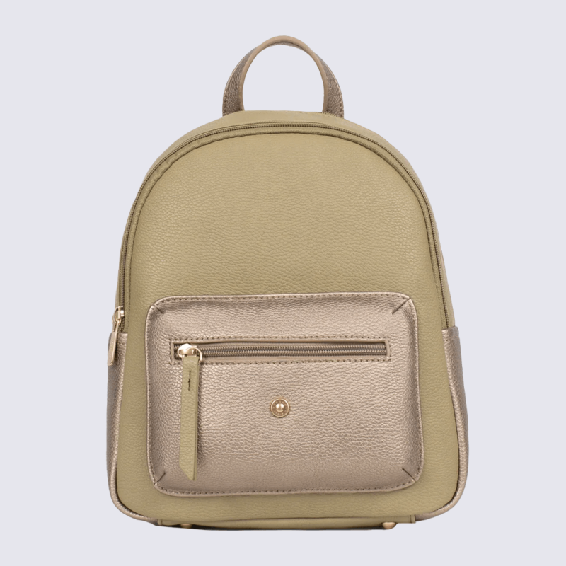 Sac à dos Hexagona, Sac à dos Urbain Fonctionnel Femme en textile kaki bronze