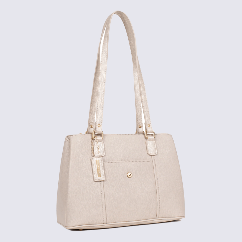 Sac à main Hexagona, Sac à main moderne et élégant femme en textile gris doré