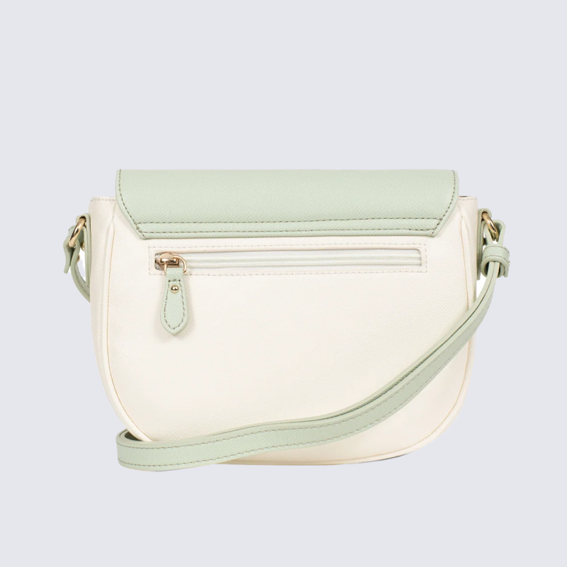 Sac à main Hexagona, Sac à main moderne et élégant femme en textile blanc vert clair