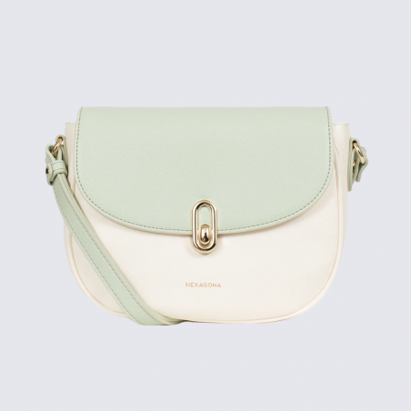 Sac à main Hexagona, Sac à main moderne et élégant femme en textile blanc vert clair Sac à main Hexagona, Sac à main moderne et élégant femme en textile blanc vert clair