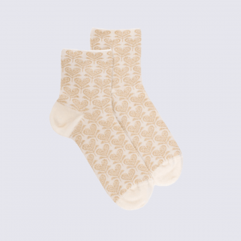 Chaussettes Doré Doré, chaussettes à cœur femme en coton écru