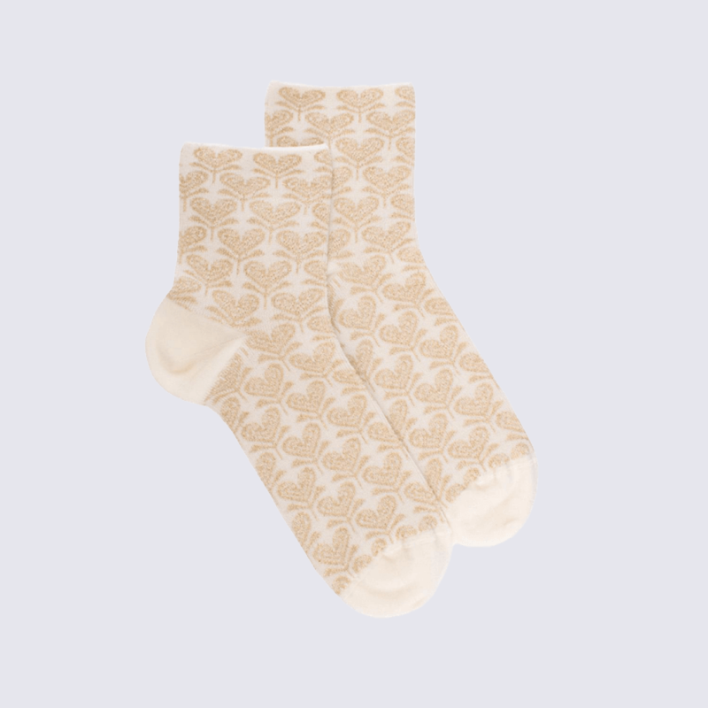 Chaussettes Doré Doré, chaussettes à cœur femme en coton écru