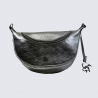 Sac à bandoulière Charlotte, sac à main pochette demi-lune en cuir métallisé Argent Sac à bandoulière Charlotte, sac à main pochette demi-lune en cuir métallisé Argent