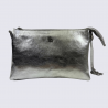 Sac à bandoulière Charlotte, sac à main triple compartiment en cuir métallisé Argent Sac à bandoulière Charlotte, sac à main triple compartiment en cuir métallisé Argent