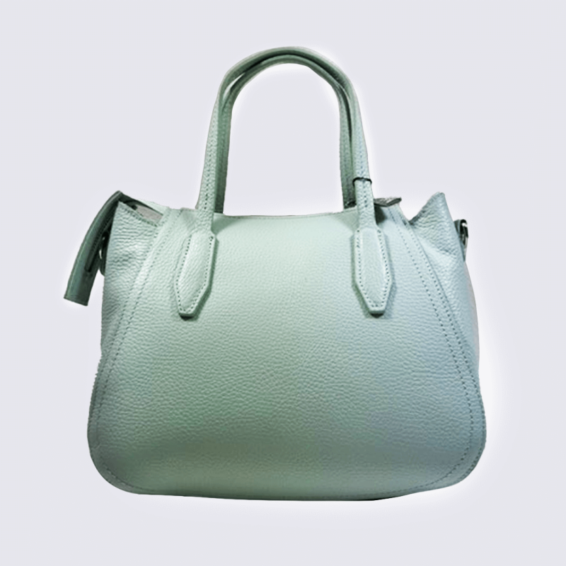 Sac a main Charlotte, sac cabas structuré femme en cuir grainé Ciel