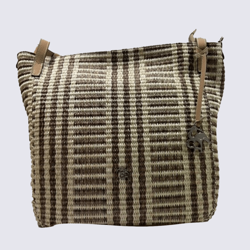 Sac besace Charlotte, Sac besace tressage bohème femme en textile Naturel