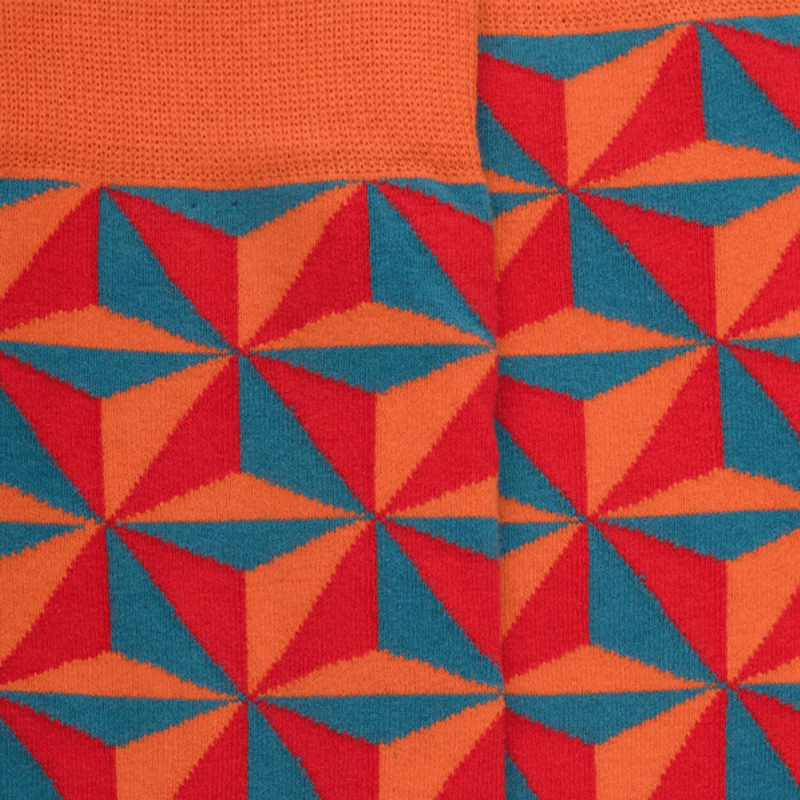 Chaussettes Doré Doré, chaussettes motif géométrique orange et bleu en coton
