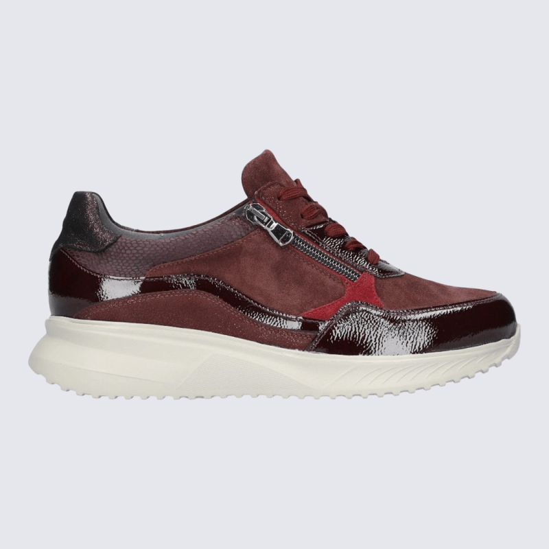Sneakers Waldläufer, Sneaker chic et moderne femme en cuir bordeaux