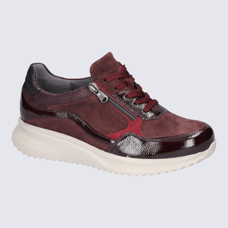 Sneakers Waldläufer, Sneaker chic et moderne femme en cuir bordeaux
