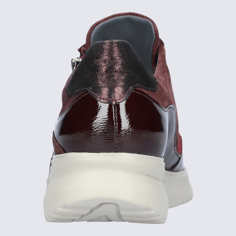 Sneakers Waldläufer, Sneaker chic et moderne femme en cuir bordeaux