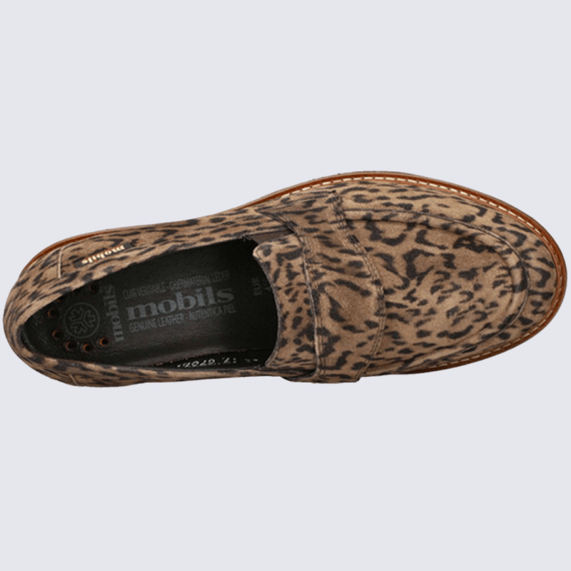 Mocassins Mobils by Mephisto, Mocassins chic et tendance femme en cuir velours brun léopard