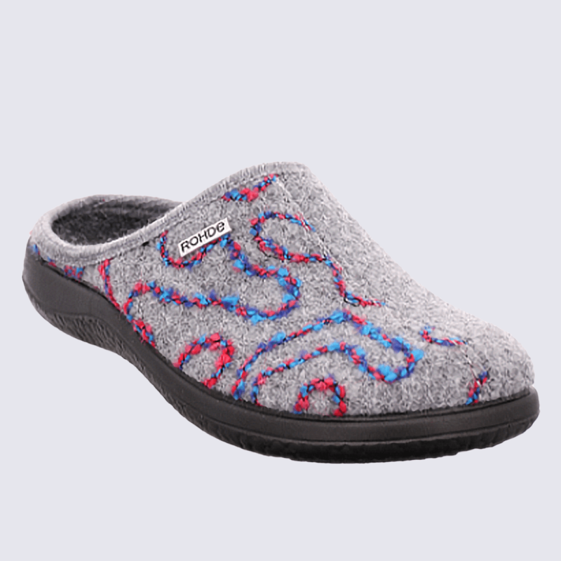 Mules Rohde, Mules confort cocooning femme en feutre gris