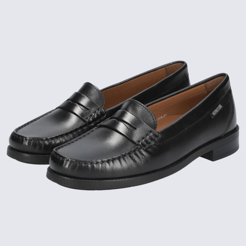 Mocassins Mephisto, Mocassins classiques intemporels femme en cuir noir