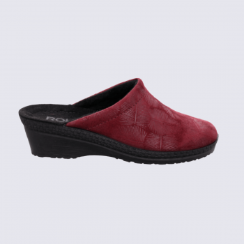 Mules Rohde, Mules confort chic femme en textile velours lie-de-vin
